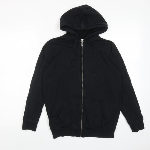 ASOS Womens Black Cotton Full Zip Hoodie Size 4 Zip