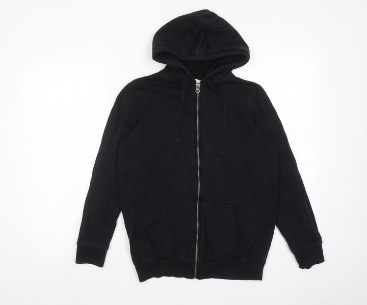 ASOS Womens Black Cotton Full Zip Hoodie Size 4 Zip