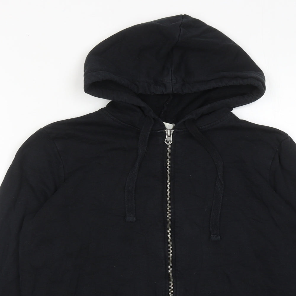 ASOS Womens Black Cotton Full Zip Hoodie Size 4 Zip