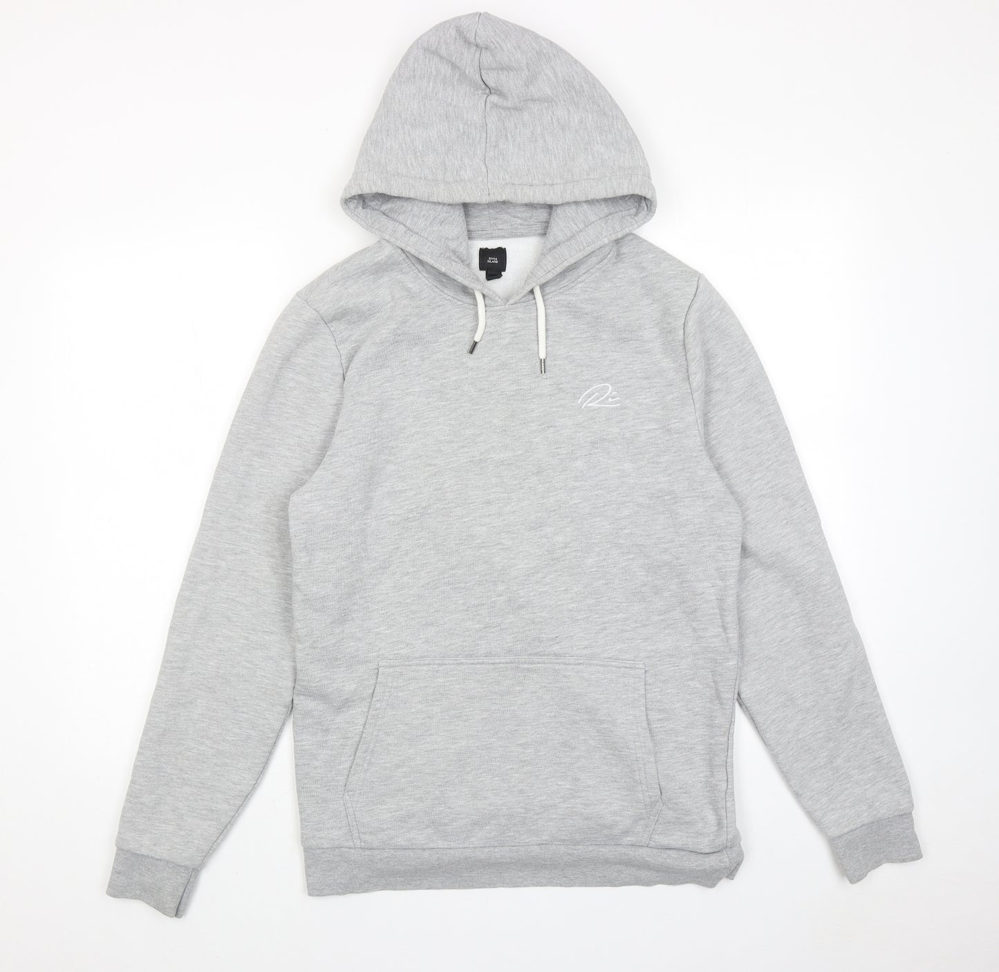 River Island Mens Grey Cotton Pullover Hoodie Size M