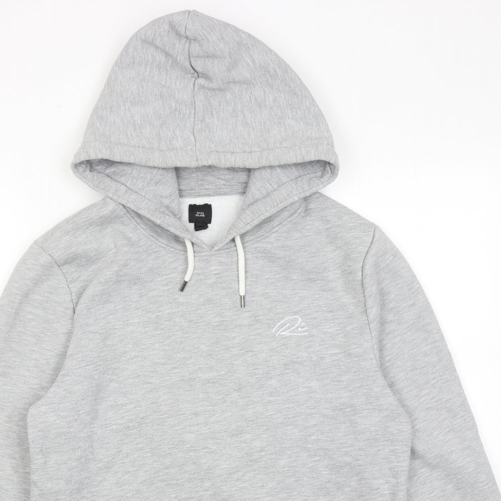 River Island Mens Grey Cotton Pullover Hoodie Size M