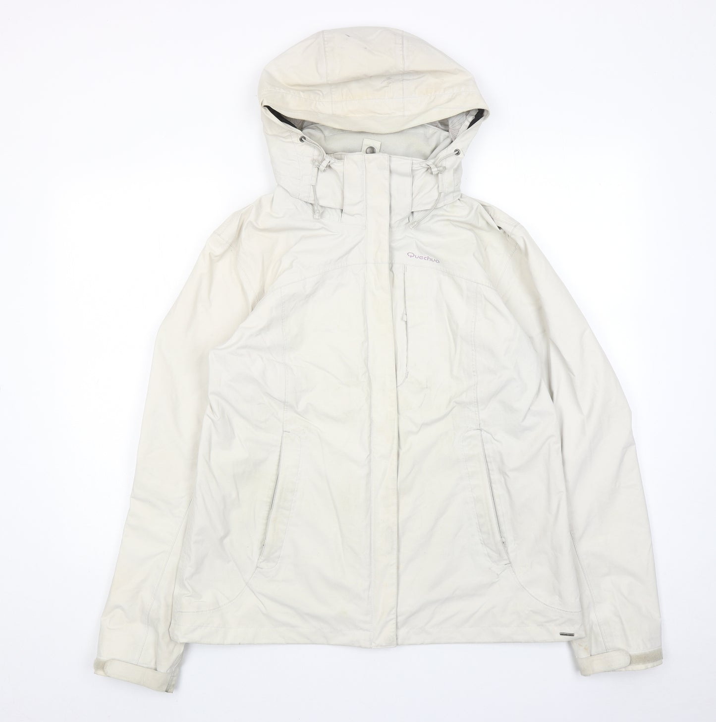 DECATHLON Womens Ivory Windbreaker Jacket Size L Zip