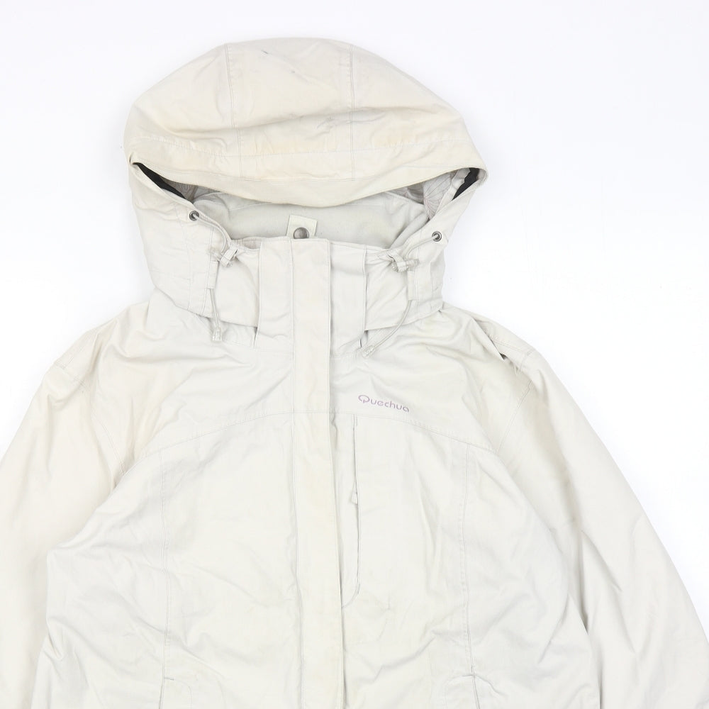 DECATHLON Womens Ivory Windbreaker Jacket Size L Zip