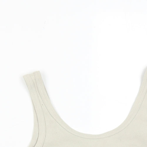 H&M Womens Beige Cotton Cropped Tank Size M Scoop Neck
