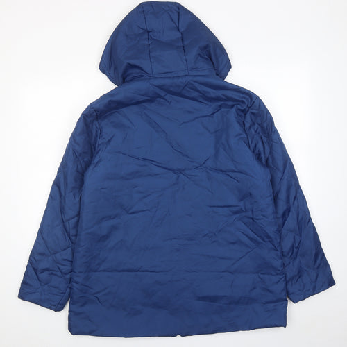 Anne De Lancay Womens Blue Quilted Jacket Size M Zip