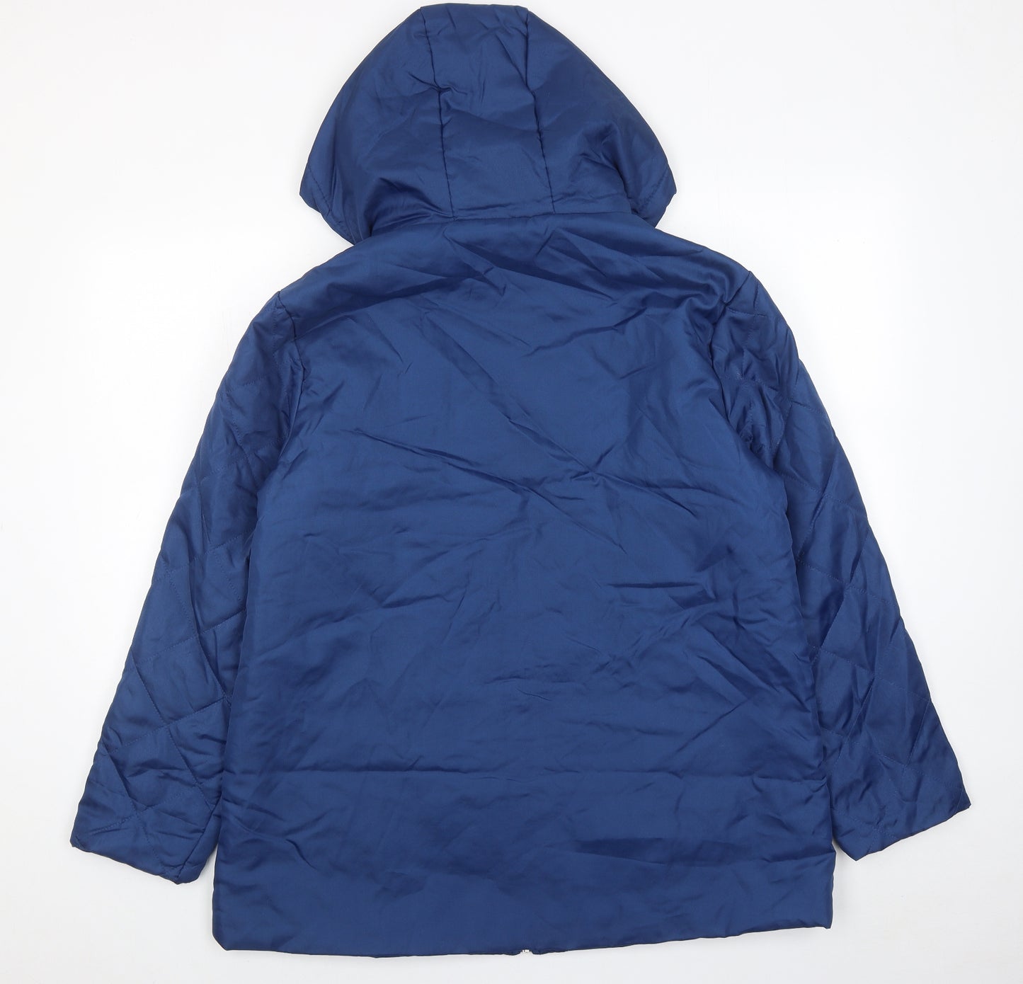 Anne De Lancay Womens Blue Quilted Jacket Size M Zip
