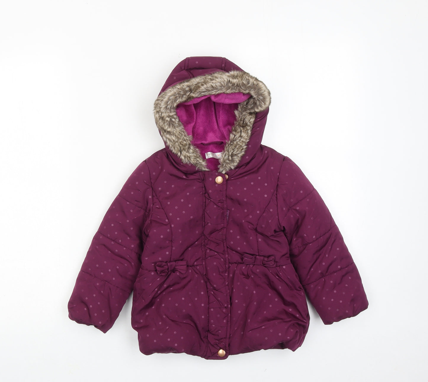 M&Co Girls Purple Polka Dot Basic Jacket Jacket Size 18-24 Months Zip