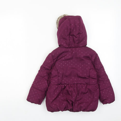 M&Co Girls Purple Polka Dot Basic Jacket Jacket Size 18-24 Months Zip