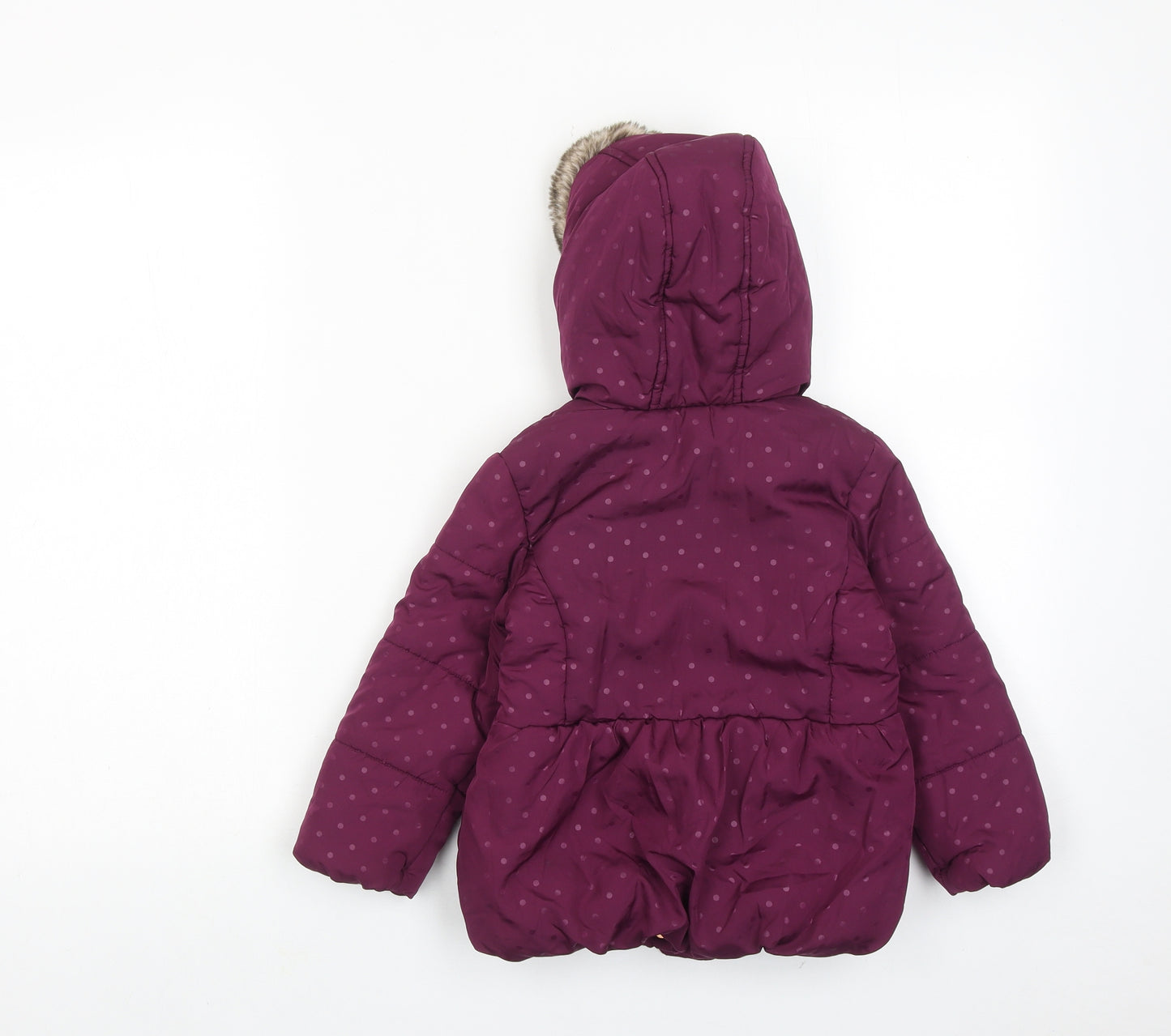 M&Co Girls Purple Polka Dot Basic Jacket Jacket Size 18-24 Months Zip