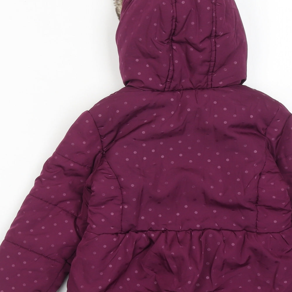 M&Co Girls Purple Polka Dot Basic Jacket Jacket Size 18-24 Months Zip