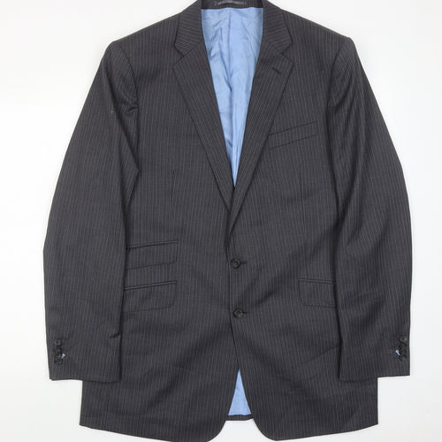 Norton townsend Mens Grey Striped Polyester Jacket Suit Jacket Size 46 Regular