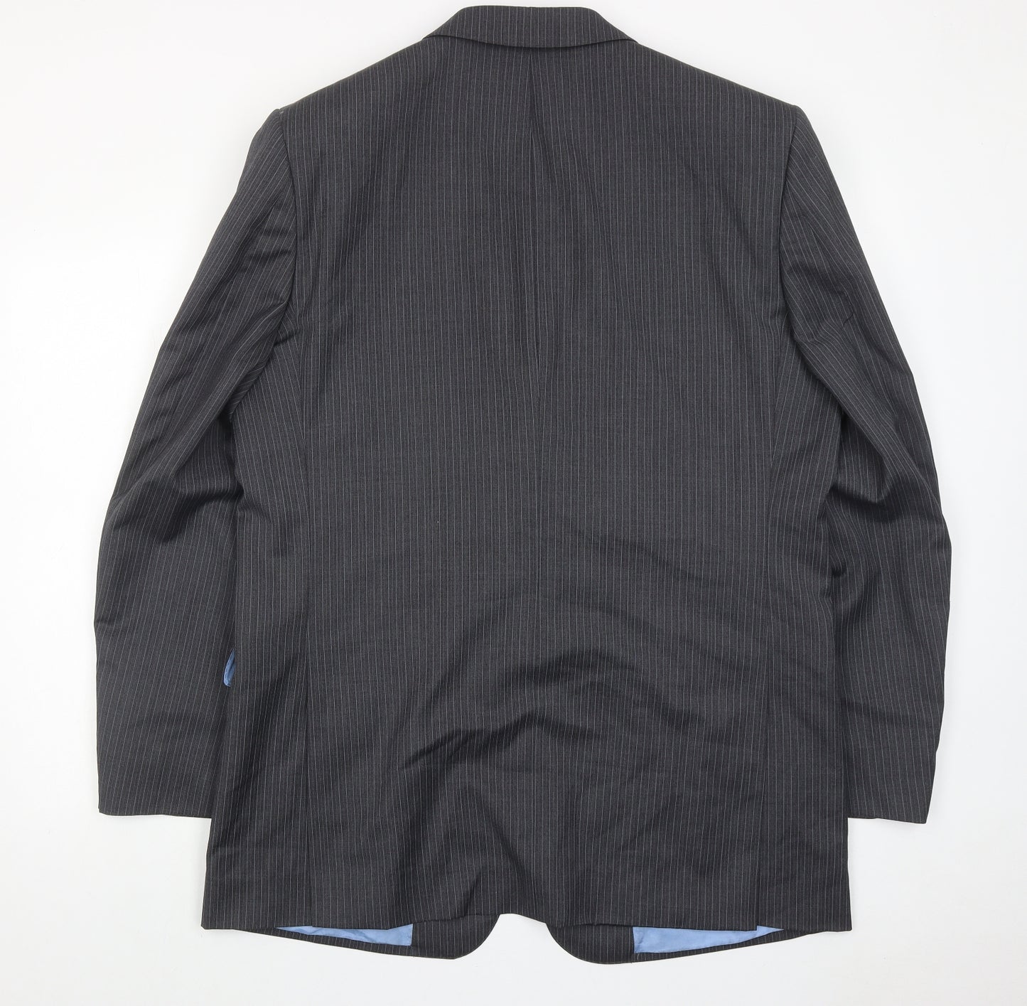 Norton townsend Mens Grey Striped Polyester Jacket Suit Jacket Size 46 Regular