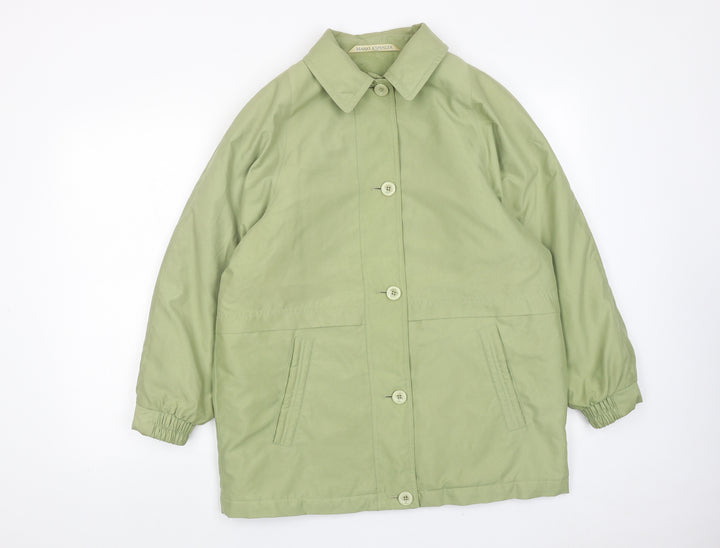 Marks and Spencer Womens Green Overcoat Coat Size 10 Button