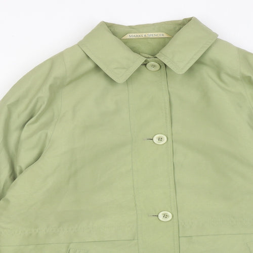 Marks and Spencer Womens Green Overcoat Coat Size 10 Button