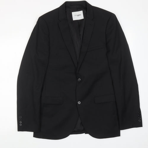 Peter Werth Mens Black Striped Wool Jacket Suit Jacket Size 40 Regular
