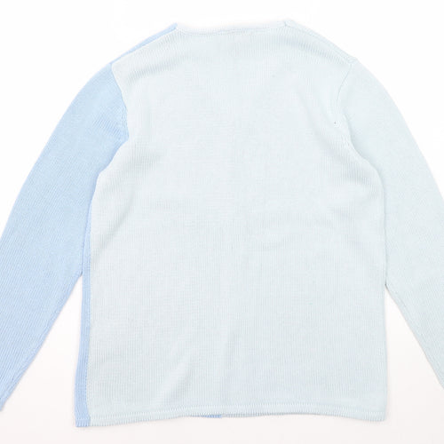 Charmant Womens Blue V-Neck Cotton Pullover Jumper Size 12