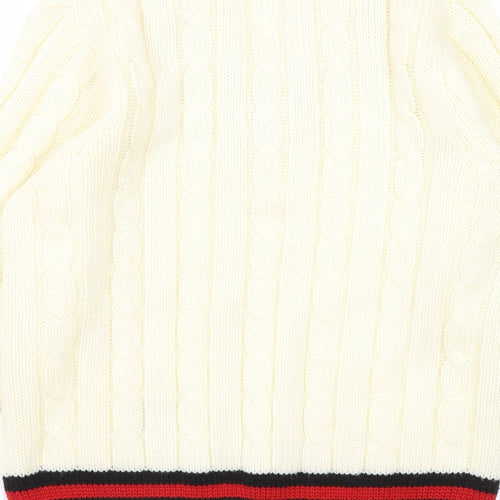 Gray Nicolls Womens White V-Neck Acrylic Pullover Jumper Size 14