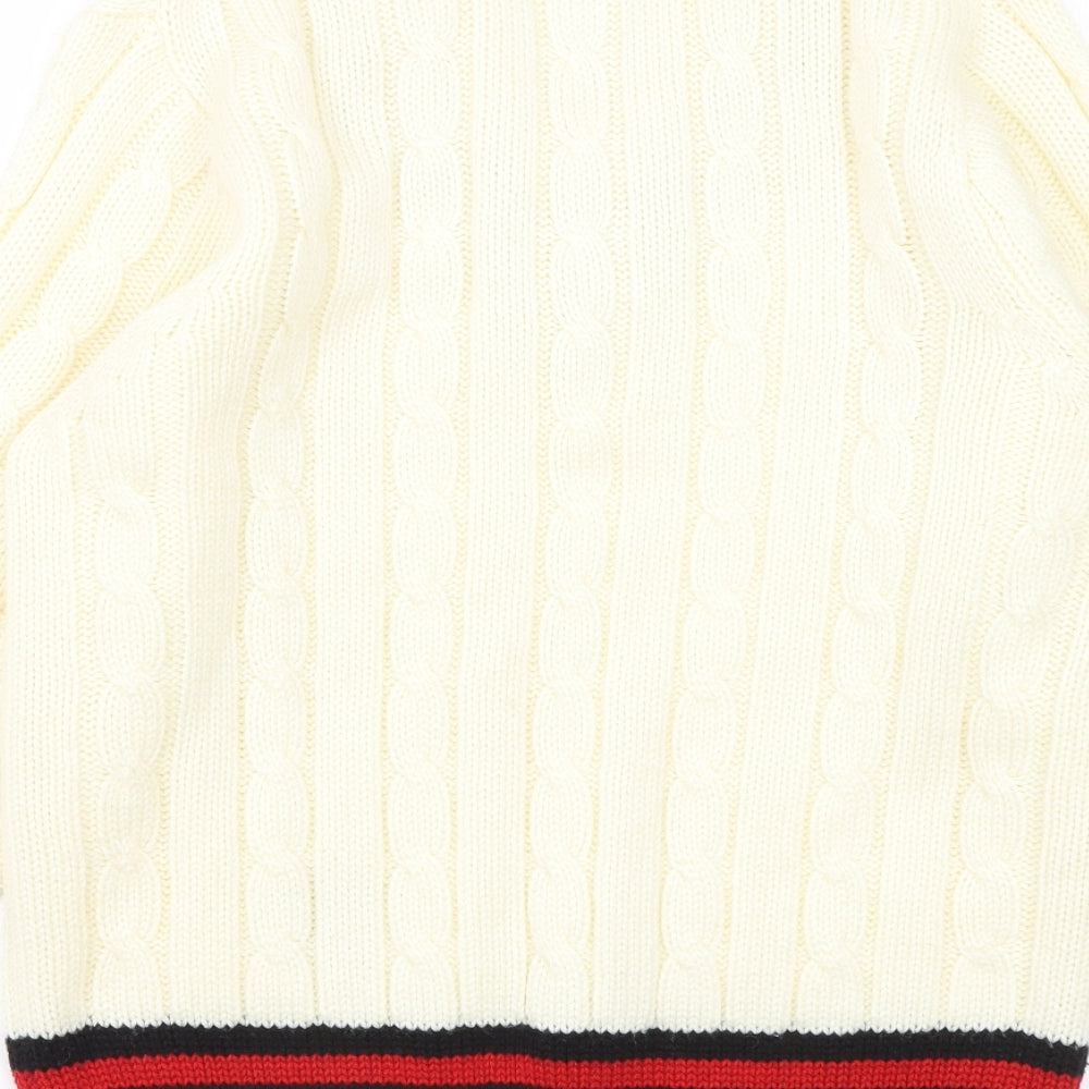 Gray Nicolls Womens White V-Neck Acrylic Pullover Jumper Size 14