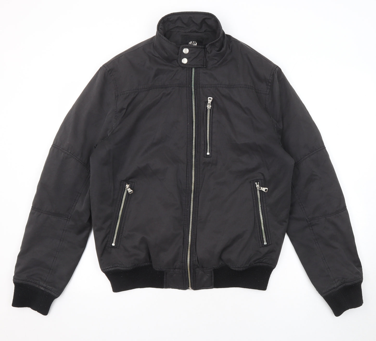 H&M Mens Grey Bomber Jacket Jacket Size M Zip