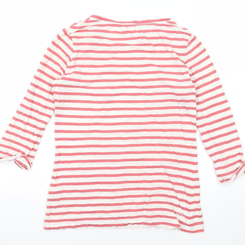 Fat Face Womens Red Striped Cotton Basic T-Shirt Size 8 Round Neck - Lace Details