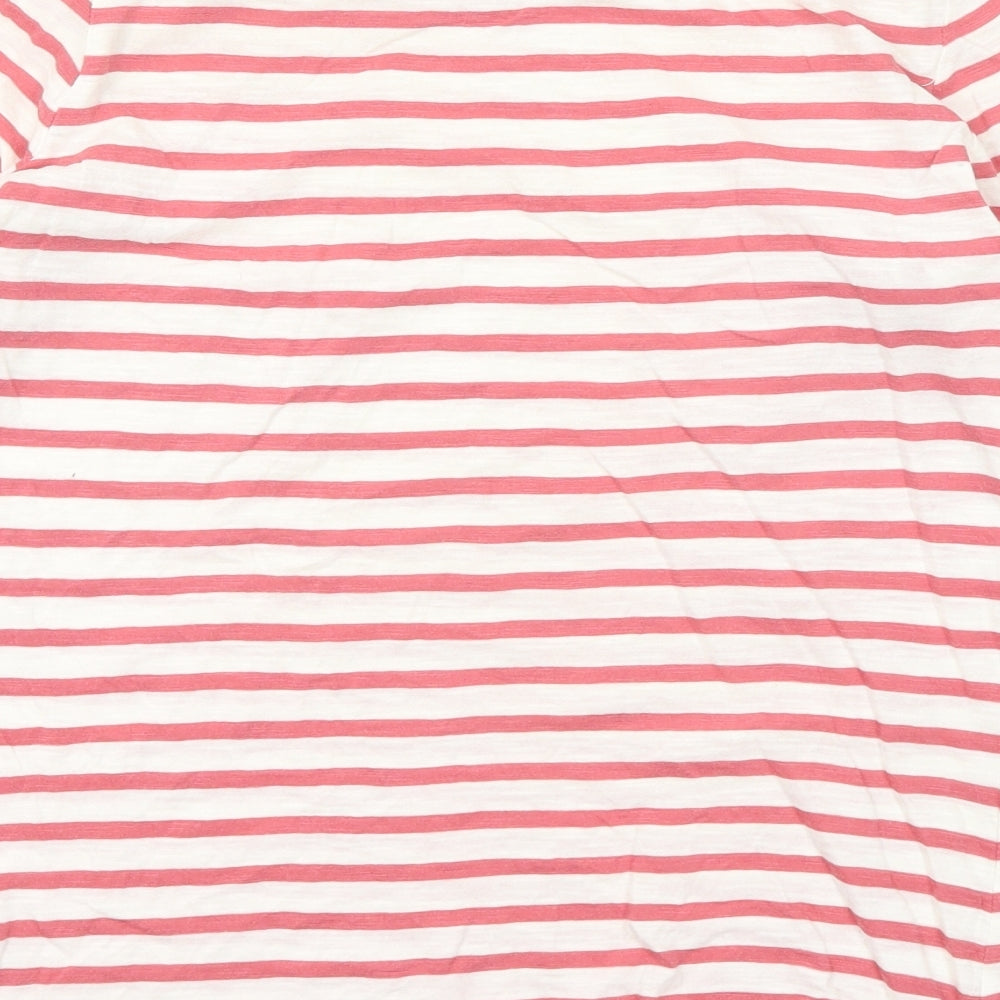 Fat Face Womens Red Striped Cotton Basic T-Shirt Size 8 Round Neck - Lace Details