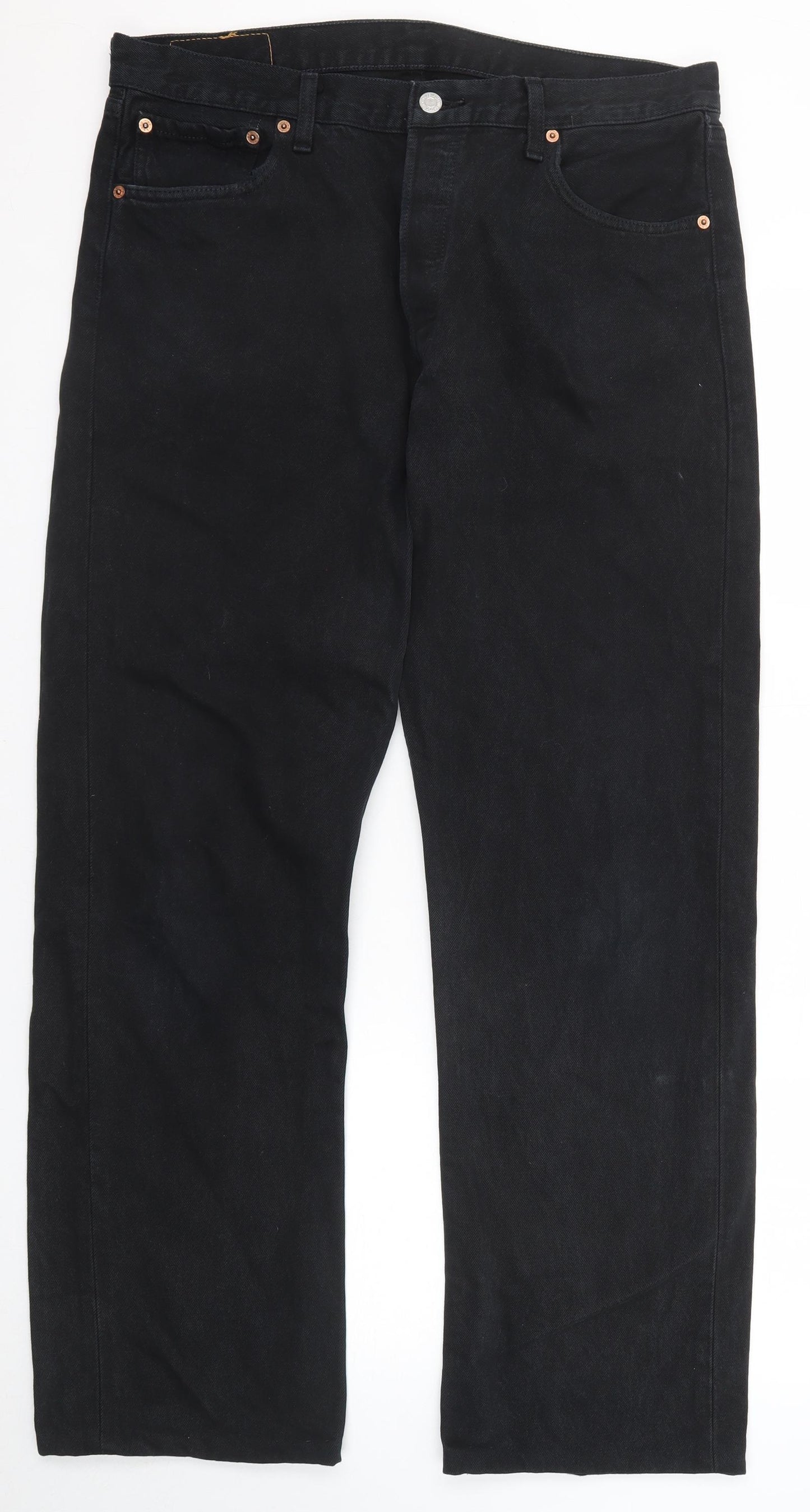 Levi's Mens Black Cotton Straight Jeans Size 34 in Regular Zip