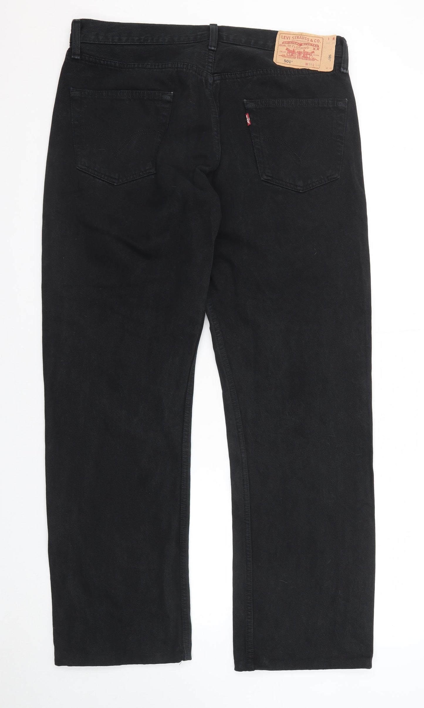Levi's Mens Black Cotton Straight Jeans Size 34 in Regular Zip