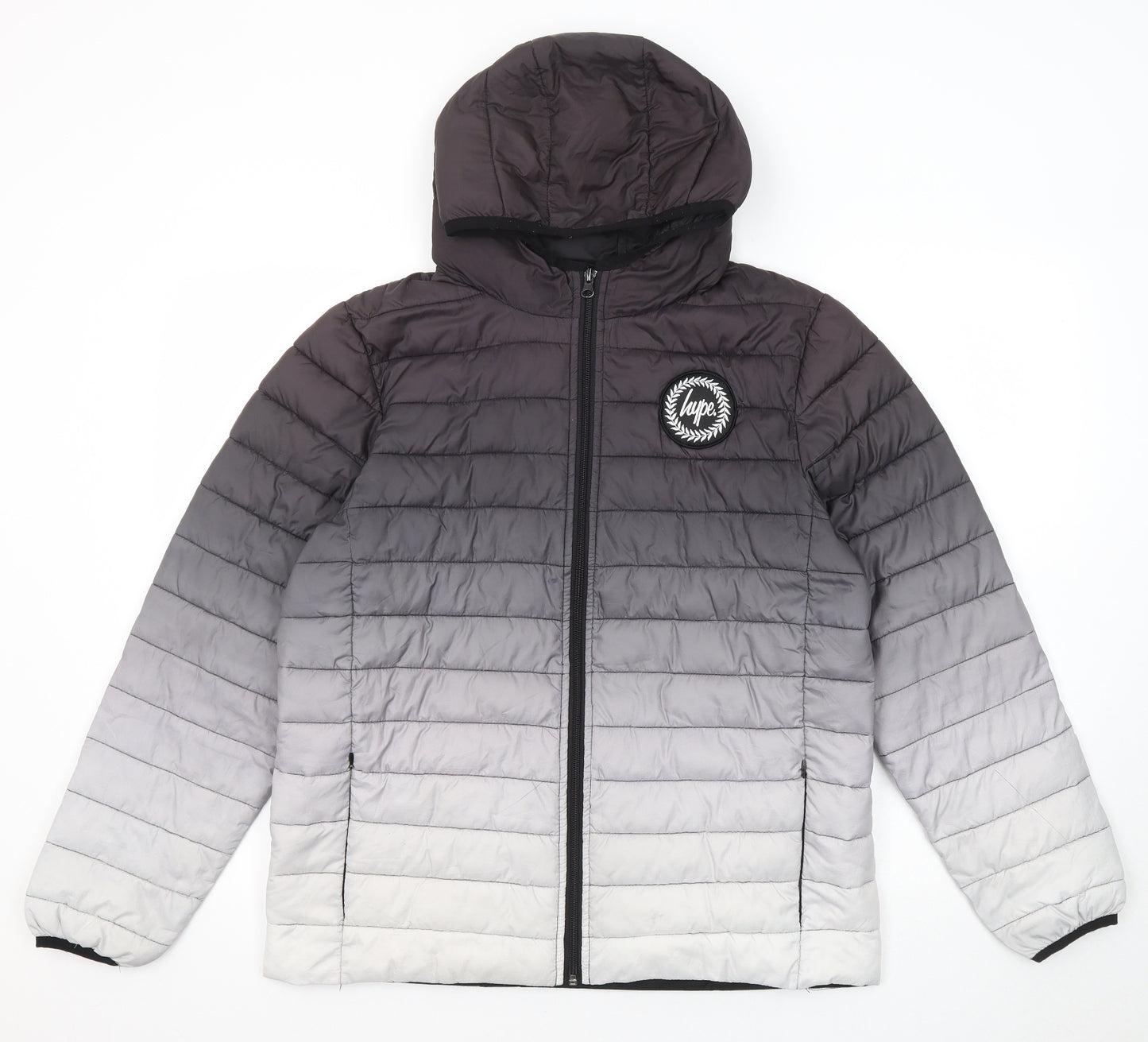 Hype Boys Grey Quilted Jacket Size 14 Years Zip