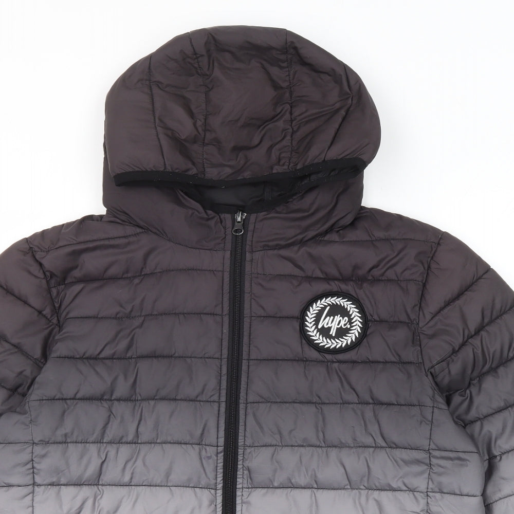 Hype Boys Grey Quilted Jacket Size 14 Years Zip