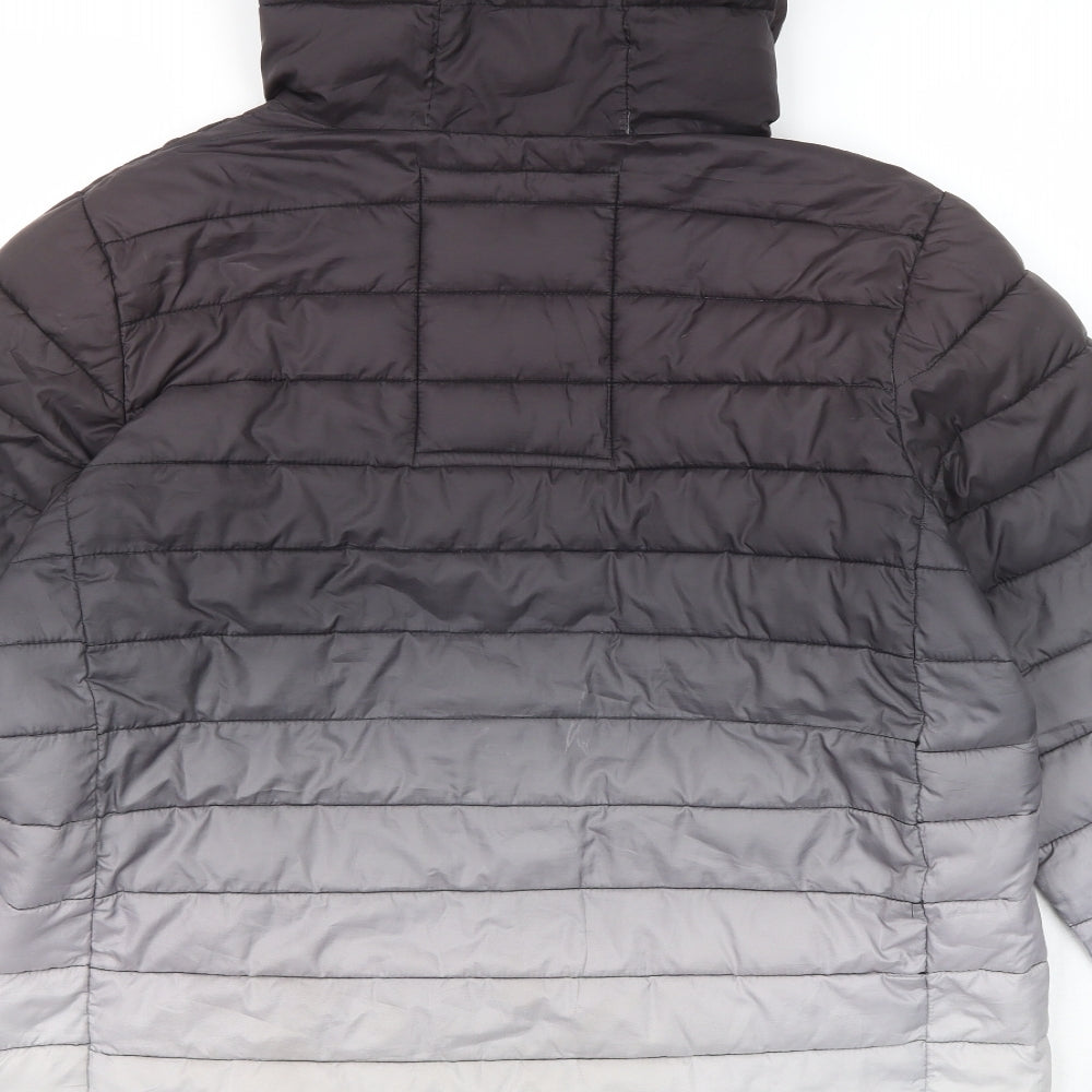 Hype Boys Grey Quilted Jacket Size 14 Years Zip