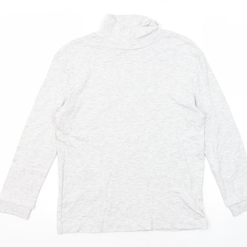 Marks and Spencer Boys Grey Polyester Basic T-Shirt Size 9-10 Years High Neck Pullover
