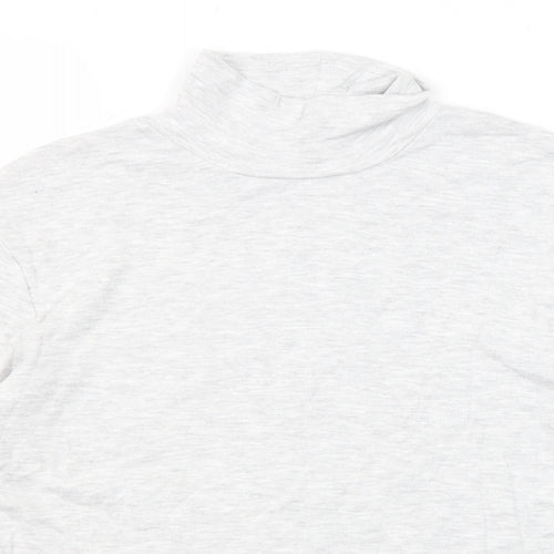 Marks and Spencer Boys Grey Polyester Basic T-Shirt Size 9-10 Years High Neck Pullover