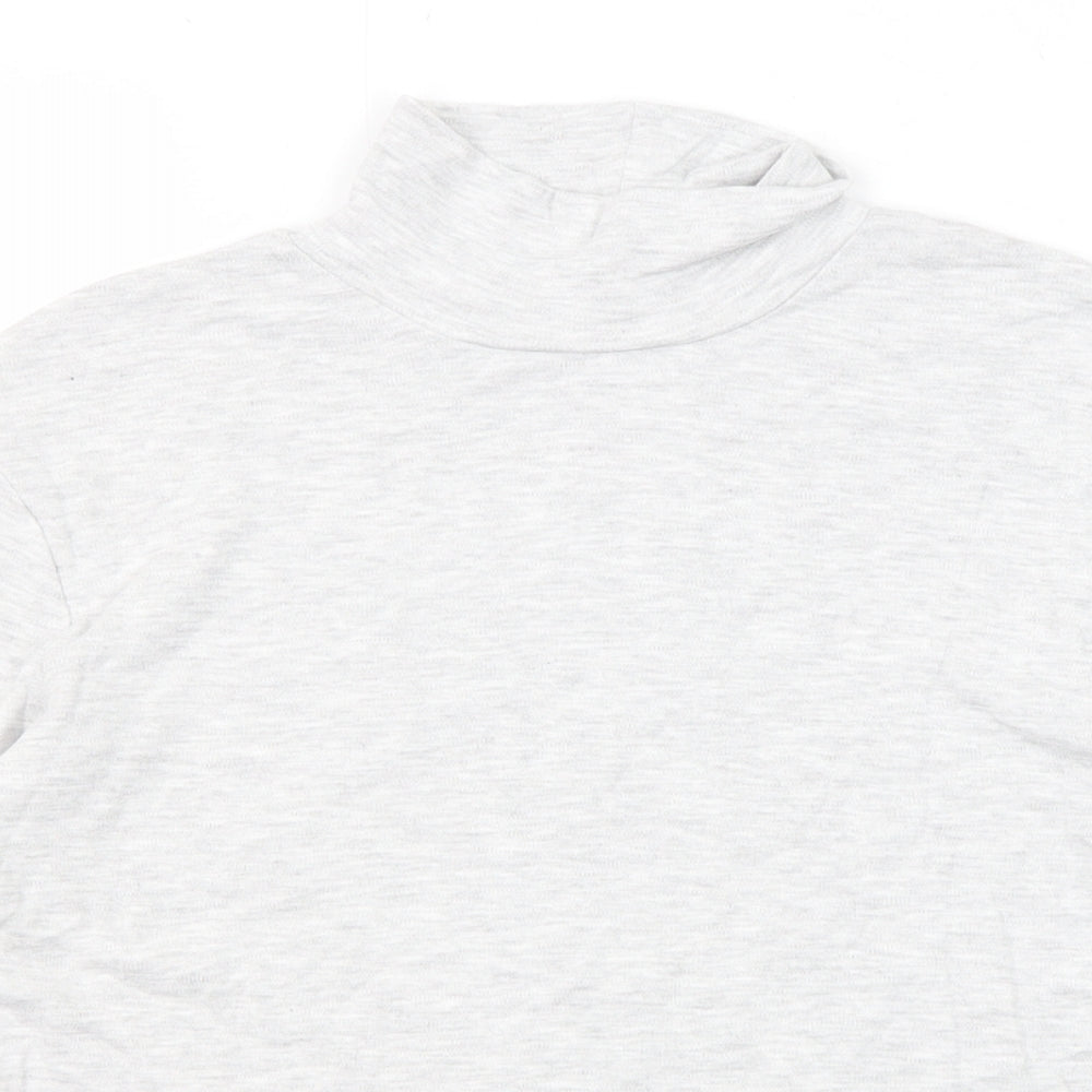 Marks and Spencer Boys Grey Polyester Basic T-Shirt Size 9-10 Years High Neck Pullover