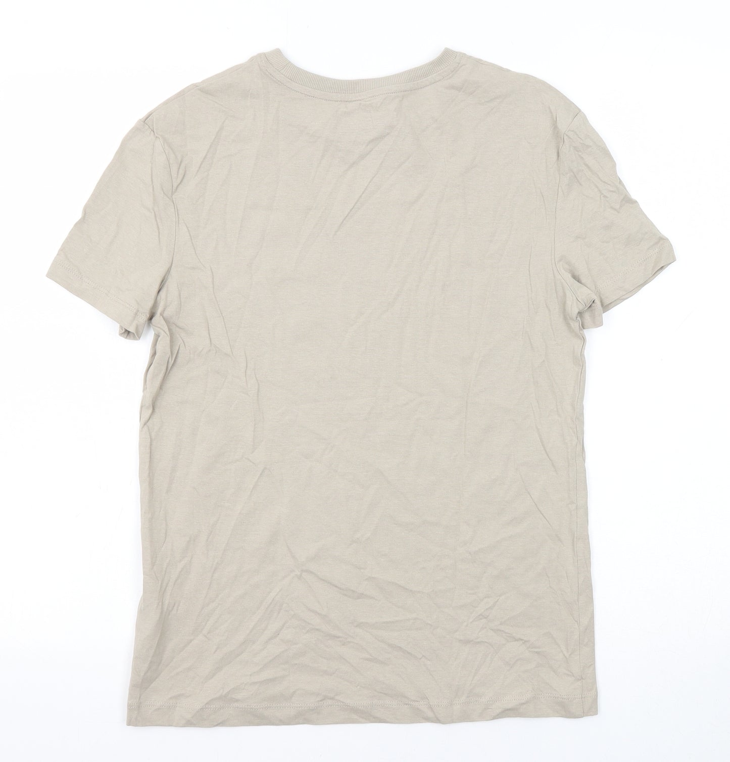 Marks and Spencer Boys Beige Polyester Basic T-Shirt Size 12-13 Years Round Neck Pullover - Gaming