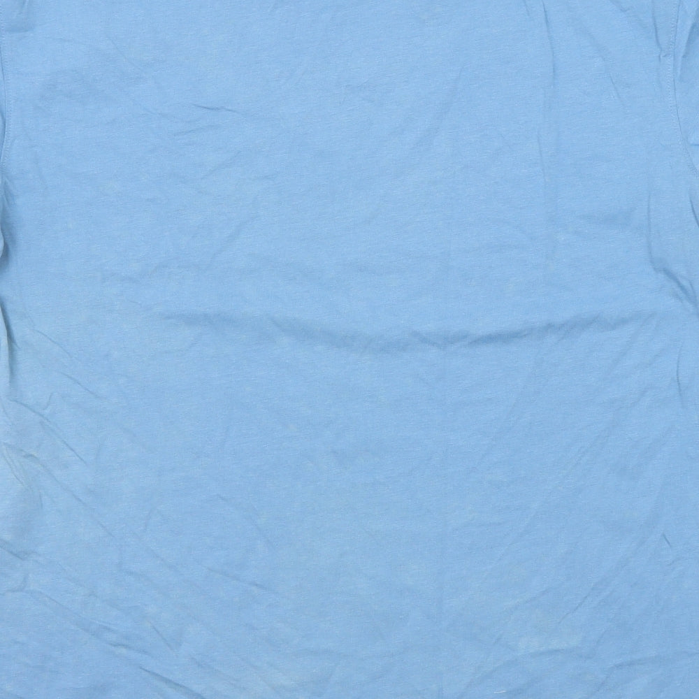 Marks and Spencer Mens Blue Cotton T-Shirt Size M V-Neck