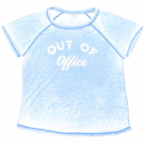 NEXT Womens Blue Polyester Basic T-Shirt Size 10 Boat Neck - Out Of Office