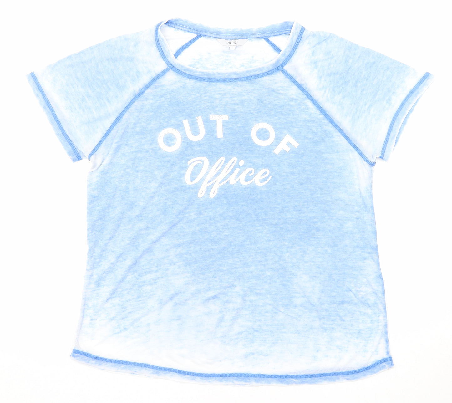 NEXT Womens Blue Polyester Basic T-Shirt Size 10 Boat Neck - Out Of Office
