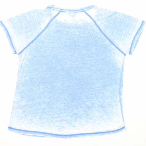 NEXT Womens Blue Polyester Basic T-Shirt Size 10 Boat Neck - Out Of Office