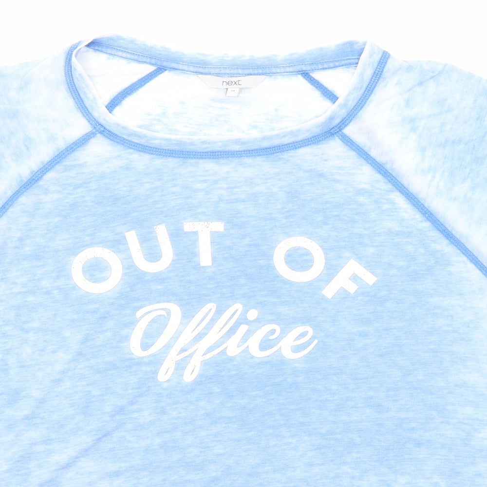 NEXT Womens Blue Polyester Basic T-Shirt Size 10 Boat Neck - Out Of Office