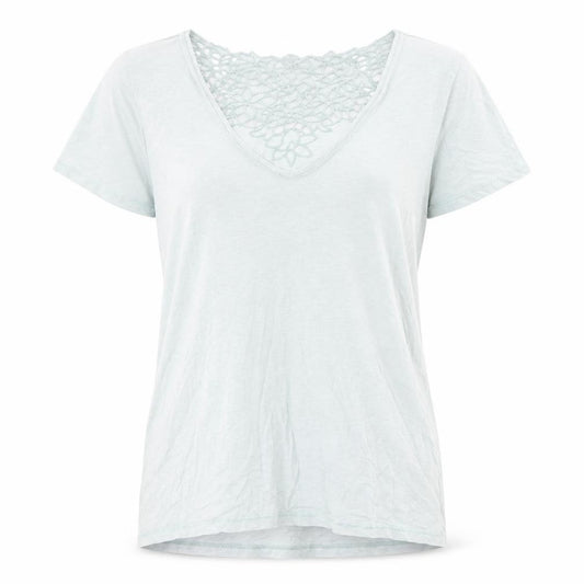 Front view of Next women’s green cotton basic t-shirt, size UK 12, v-neck