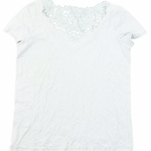 NEXT Womens Green Cotton Basic T-Shirt Size 12 V-Neck