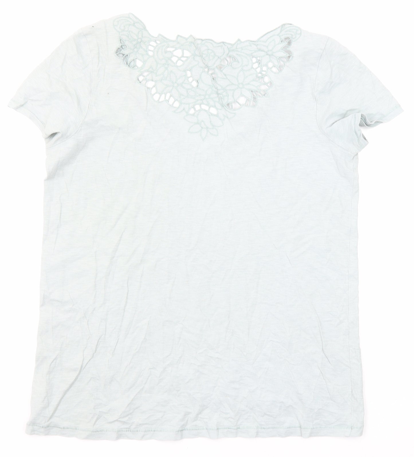 NEXT Womens Green Cotton Basic T-Shirt Size 12 V-Neck