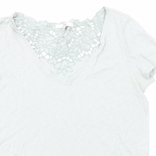 NEXT Womens Green Cotton Basic T-Shirt Size 12 V-Neck