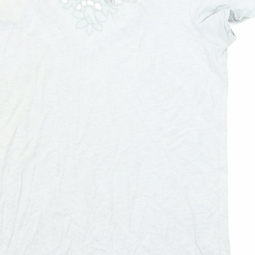 NEXT Womens Green Cotton Basic T-Shirt Size 12 V-Neck
