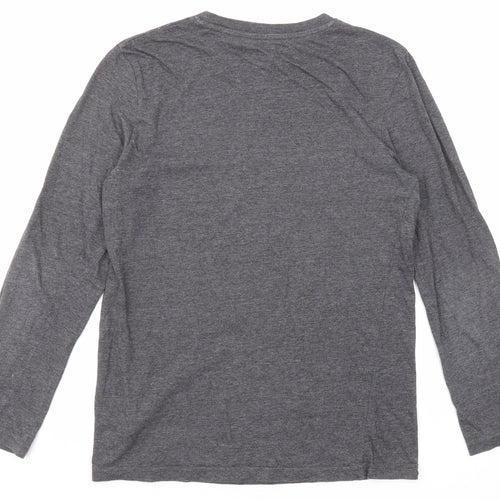 Boohoo Mens Grey Cotton T-Shirt Size S Round Neck