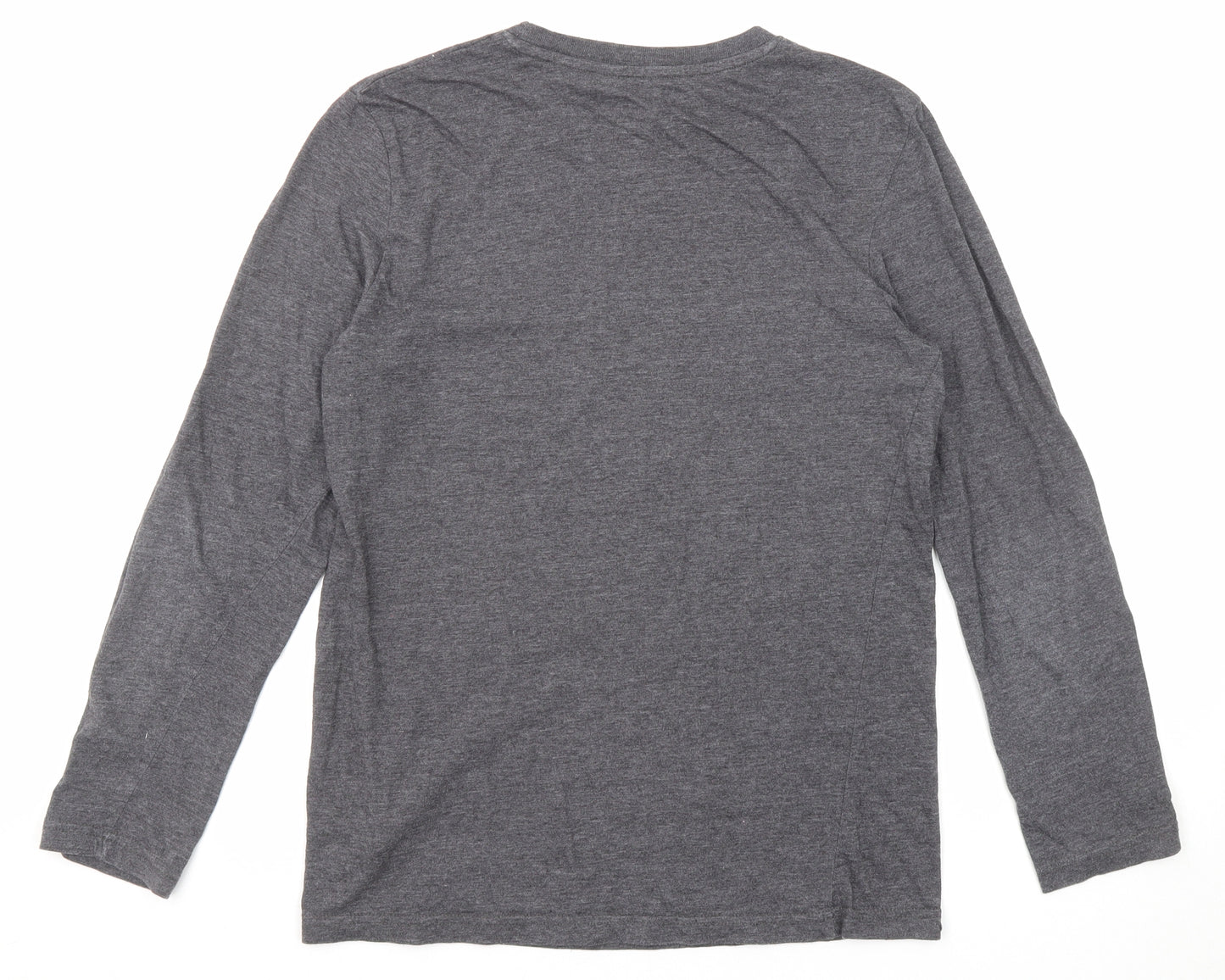 Boohoo Mens Grey Cotton T-Shirt Size S Round Neck