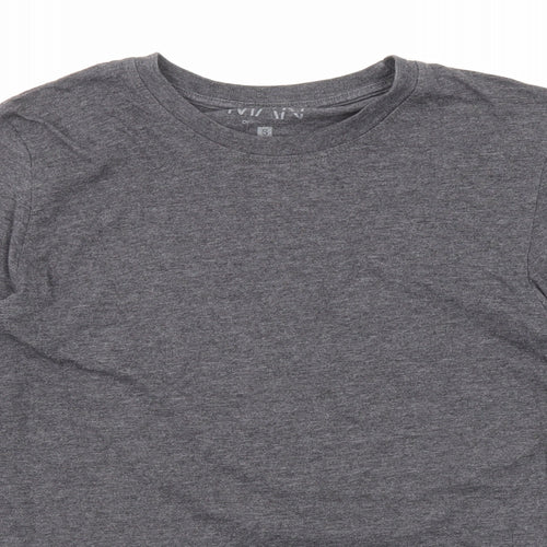 Boohoo Mens Grey Cotton T-Shirt Size S Round Neck