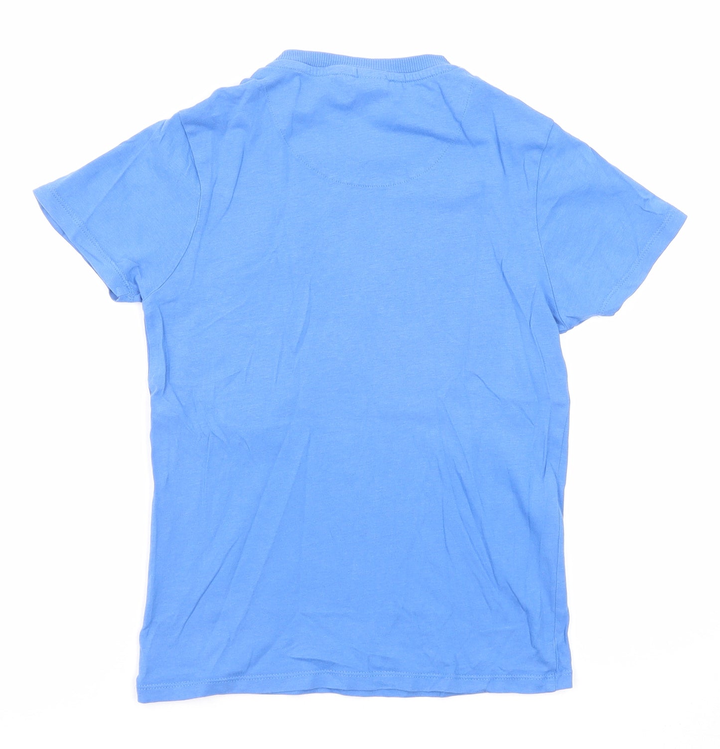 Marks and Spencer Boys Blue Polyester Basic T-Shirt Size 8-9 Years Round Neck Pullover - Awesome