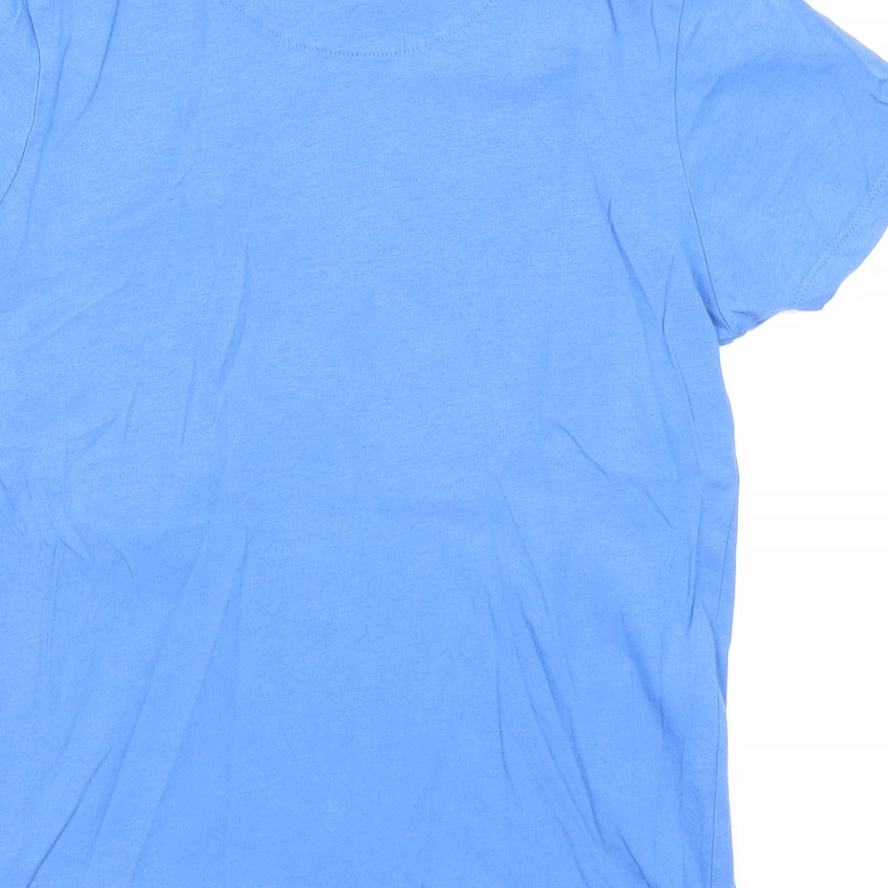 Marks and Spencer Boys Blue Polyester Basic T-Shirt Size 8-9 Years Round Neck Pullover - Awesome
