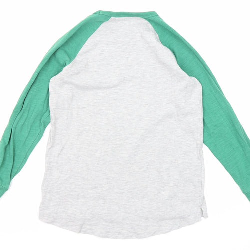 NEXT Boys Grey Colourblock Cotton Basic T-Shirt Size 8 Years Round Neck Pullover